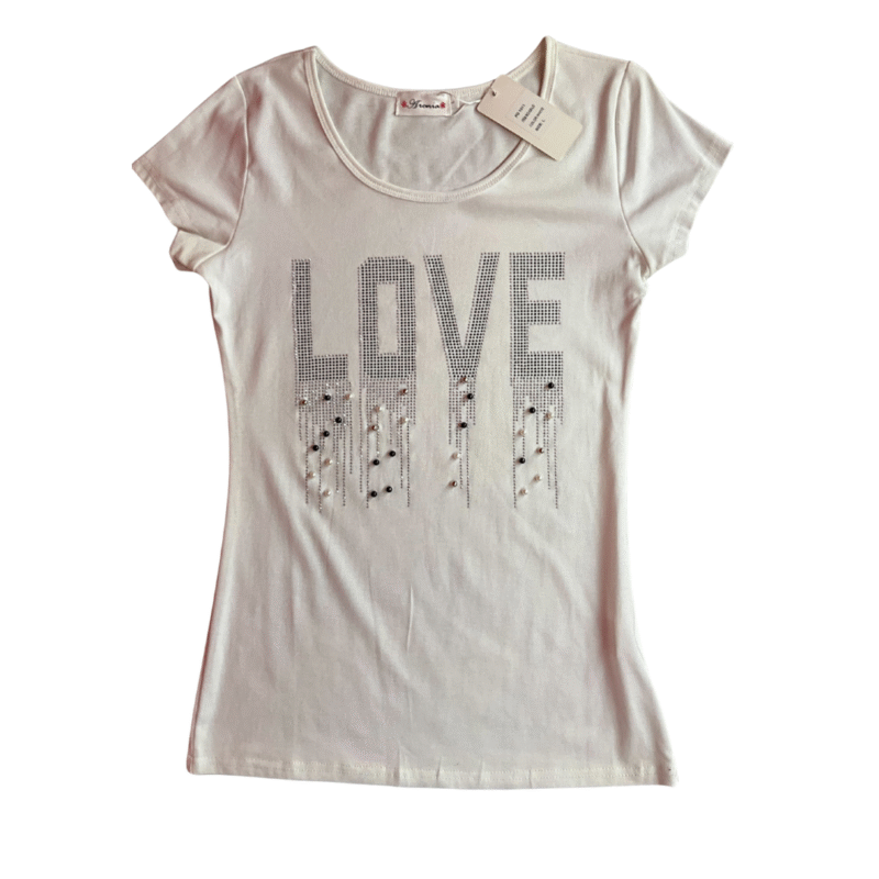 Love Beaded Tee – White