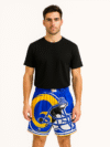 LA Rams Football Helmet Print Shorts – Blue/Yellow
