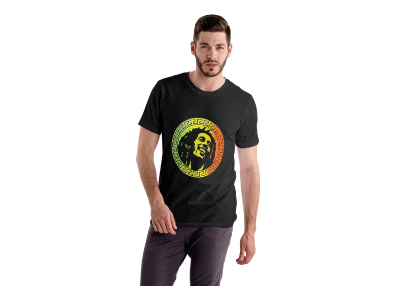 Bob Marley Rasta Circle Black T-Shirt