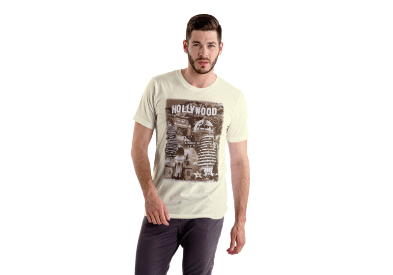 Hollywood Landmark Collage Tee – White
