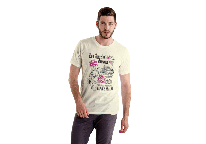 Los Angeles Hollywood Scenic Print Tee – White