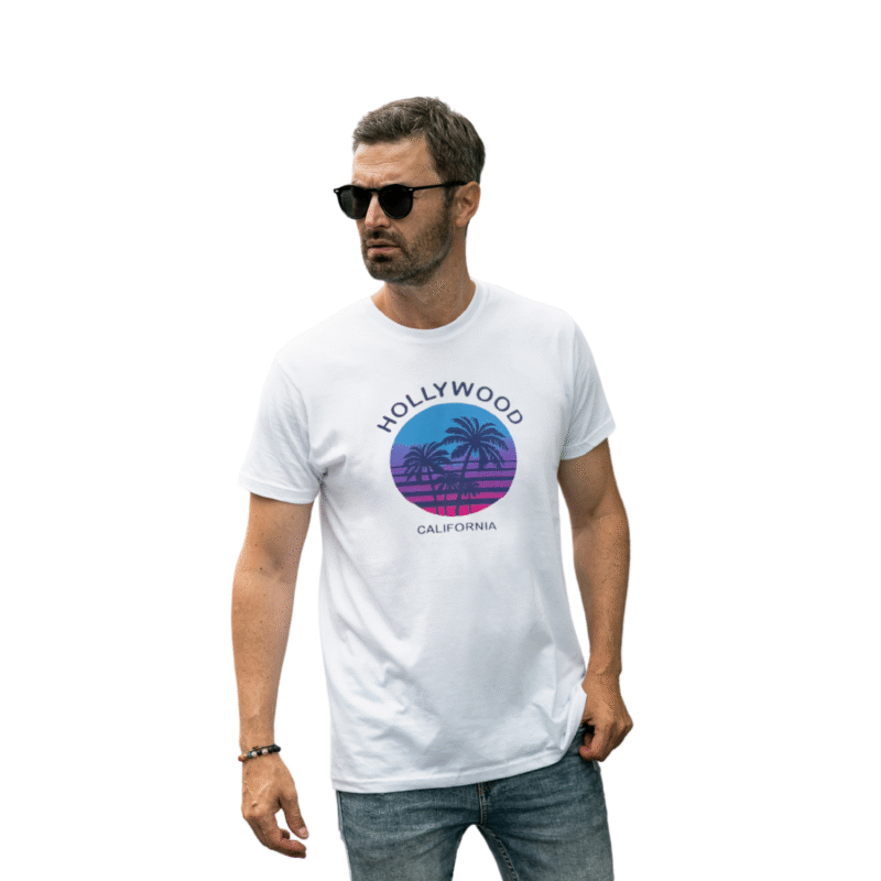 Hollywood California Sunset Palm Graphic T-Shirt