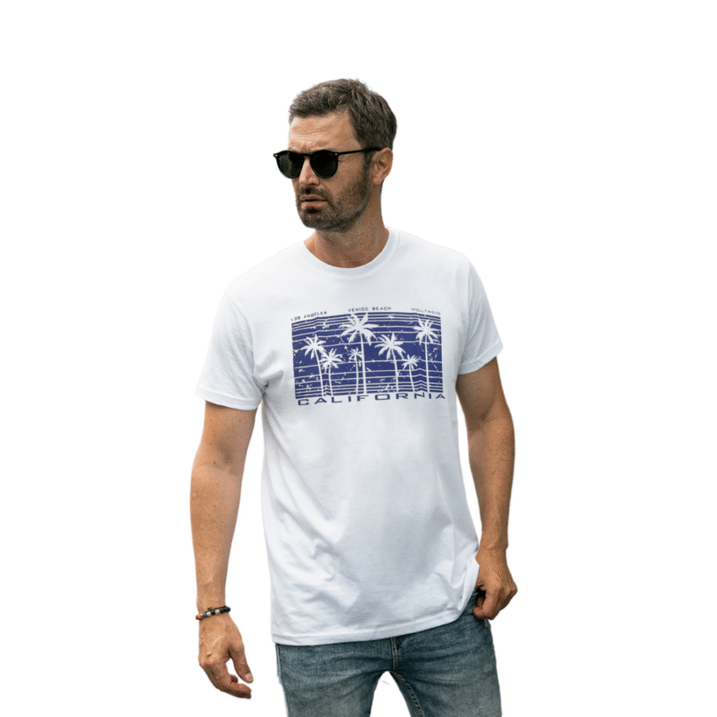 California Palm Lines Graphic Tee – West Coast Vibes