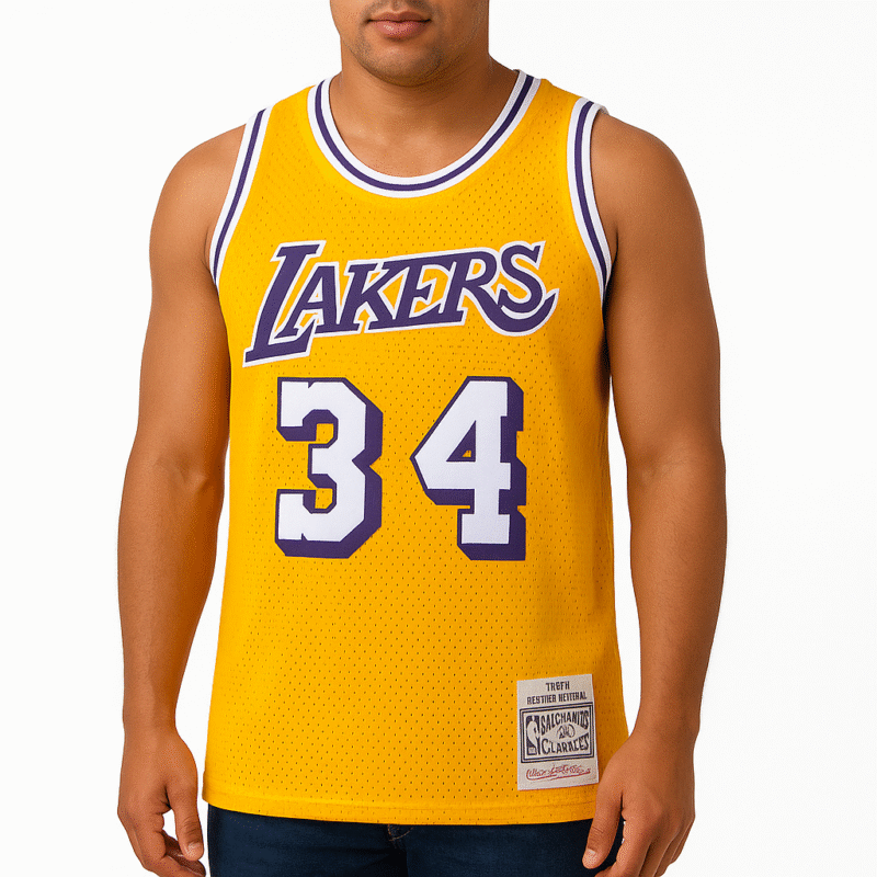 Lakers #34 Basketball Jersey – Yellow