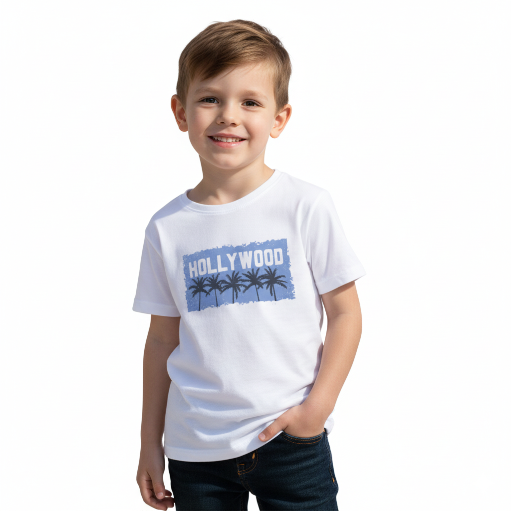 Hollywood Palm Trees Kids T-Shirt – White